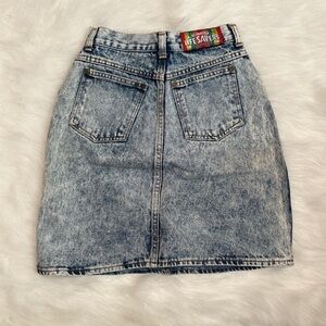 Vtg 80s/90s Livesavers Acid Wash Pocket Midi Skirt S/M